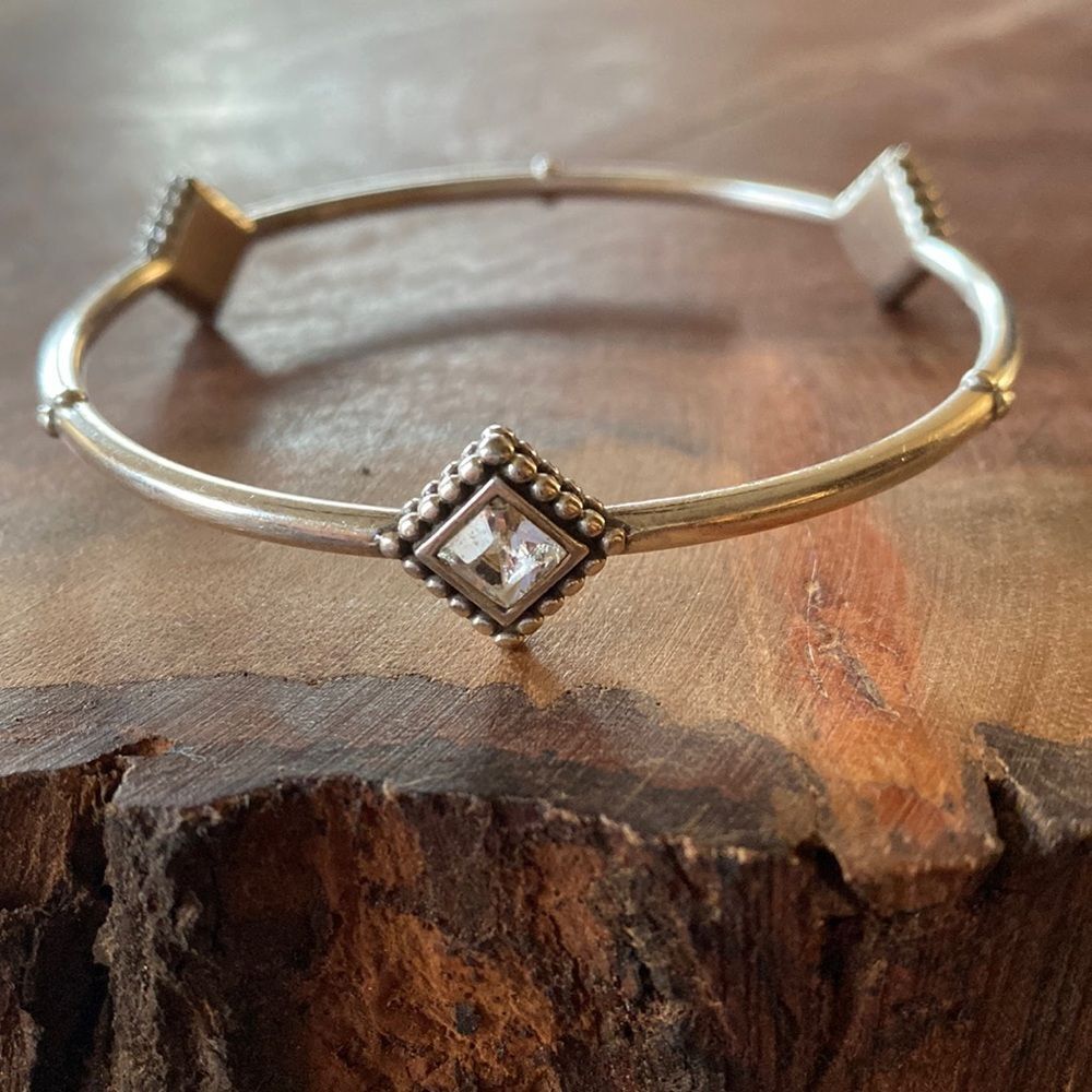 Brighton twinkle Crystal square and silver‎ bangle cuff bracelet